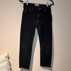 Acne Studios Straight Leg Raw Hem Denim Jeans Regular Waist - Size 24 in Black